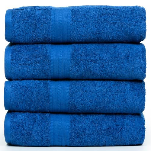 Ample Decor Hand Towel Set of 4, 46 CM X 72 CM 600 GSM 100% Cotton – Quick Drying Super Absorbent – For Hotel, Spa, Bathroom, Gym – Navy