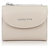 MultiValue Small Wallet for Women, PU Leather BiFold Wallet with Zipper Snap Card Holder Wallet for Daily Traveling Shopping (White)