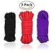 Soft Shibari Bondage Rope, Skin Friendly Thick Soft Cotton BDSM Rope | Black Red 3 x PC 96 Feet
