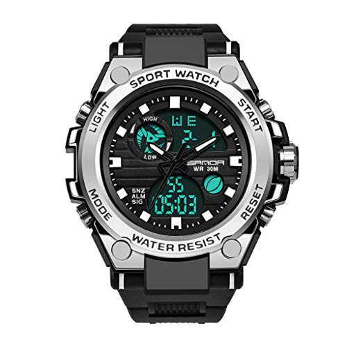 Clearance! Hot Sale! ❤Sanda Men Sport Watch Dual Display Analog Digital LED Electronic Wrist Watches for Father Men Student Youth Teens Boyfriend Lover's Birthday Anniversary Gift Under 10 Dollars