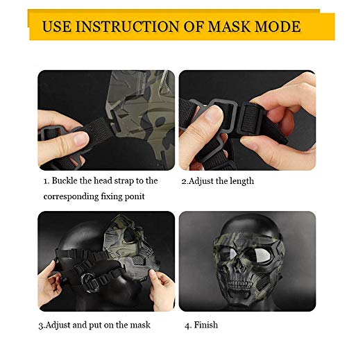 Auoker Airsoft Skull Masks Full Face, Adult Deluxe Mask Eye Protection for Halloween BB Paintball Gun Patriots CS Game Cosplay Party Halloween Cosplay Zombie Scary Skeleton Masks