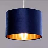 CGC Lighting Modern Velvet 30cm Drum Ceiling Shade Blue - E27 Fit view 2