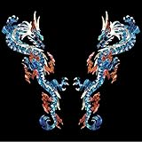 Inlay Sticker Decals for Guitar Bass - L&R Set Fire Dragon -AB