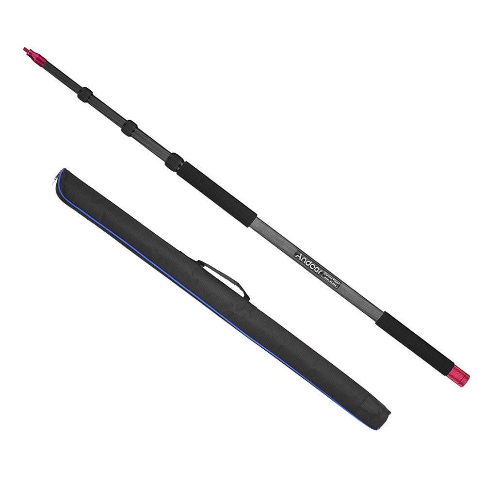 Andoer MK-3000 3m/9.8ft Lightweight Carbon Fiber Mic Microphone Boom Holder Arm Pole Extension Mount Stand Max. Load 3kg/6.6Lbs for DSLR Camera Camcorder Video Studio Sound Recording Interview Filming