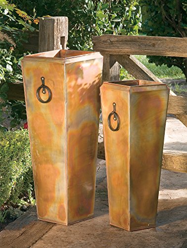 H Potter Tall Planter Outdoor Indoor Rustic Patio Deck Garden Flower Planters - Set of Two