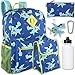 Boy's 6 in 1 Backpack Set With Lunch Bag, Pencil Case, Bottle, Keychain, Clip (Sharks)