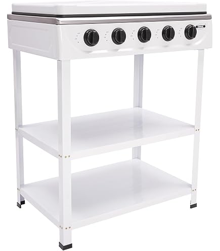 Cocina De Gas Portátil De 5 Quemadores ACROSSPART - Con Estante, Para Camping O Exterior, Hierro Y Aluminio