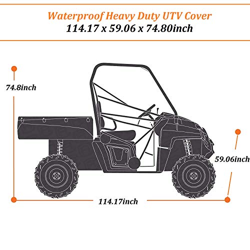 VVHOOY UTV Cover Waterproof All Weather,Heavy Duty Oxford Utility Vehicle Storage Cover for Polaris Ranger RZR Pioneer Yamaha Honda Kawasaki Mule Rhino and More (XL,114.17 x 59.06 x 74.80inch) (Black)