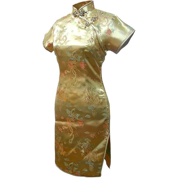 gold dragon dress Splendid Golden Dragon Brocade Cheongsam Qipao Dress
