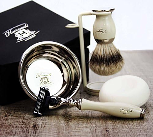 Haryali London Mens Shaving Kit 3 Edge Razor with Pure Black Badger Hair Shaving Brush - Image 5