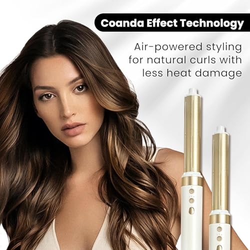GLAMUP Dual Voltage 6-in-1 Hot Air Styler & Hair Dryer Brush, Long-Lasting & No Heat Damage, Patented Golden Temp, 110K RPM & Negative Ions for Frizz-Free Fast Drying, Curling, Volumizing & Diffusing, for Curly & Thick Hair,Gift Set