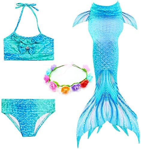 Bechampion Kids Girls Swimsuits Bikini Swimmable Mermaid Tails Swimwear for Swimming for Summer Pool Costumes