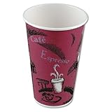 NEW - Bistro Design Hot Drink Cups, Paper, 16 Oz., Maroon, - 50 pack- plus 2 clip on cup handles