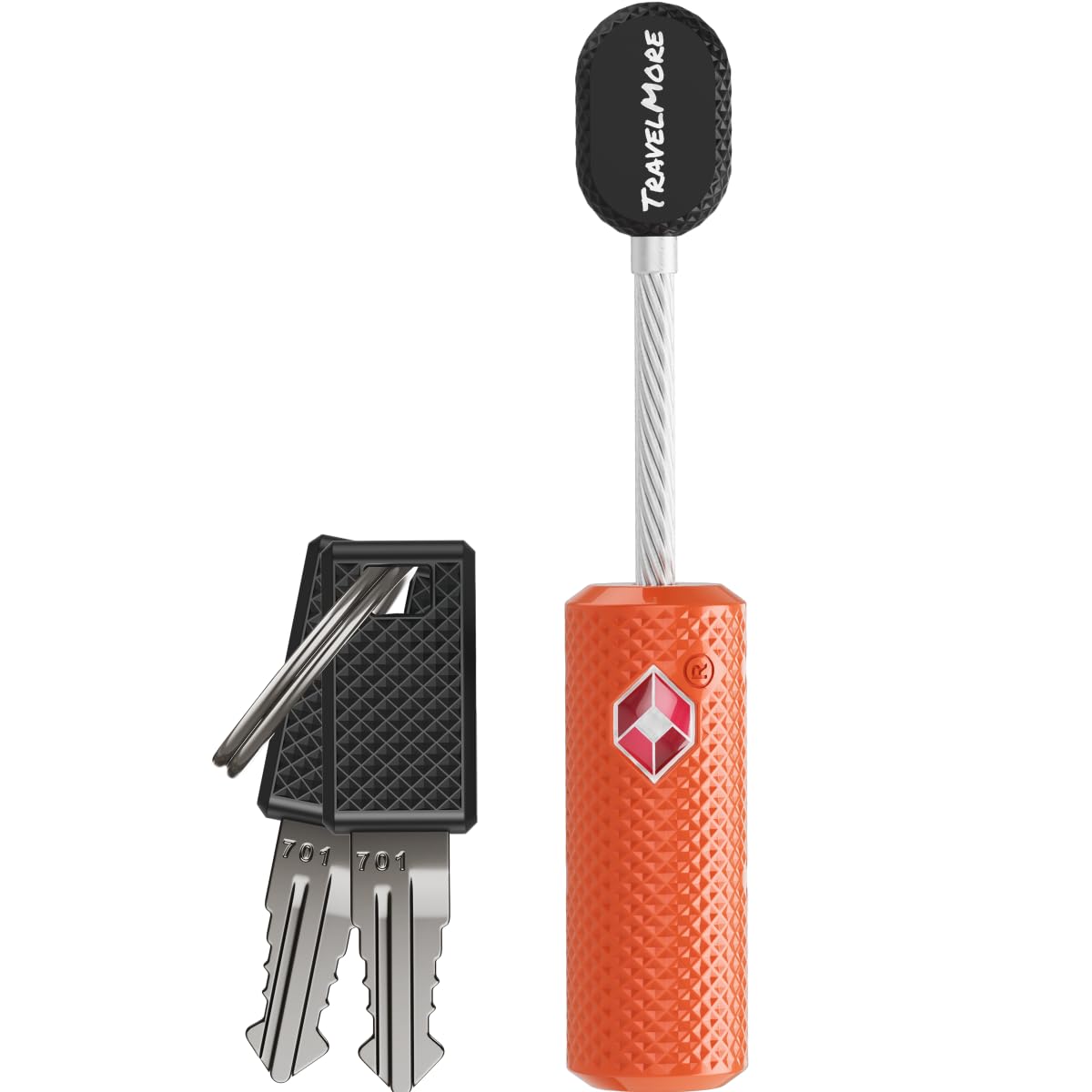 1-Pack TSA Approved Luggage Lock with Keys for Travel | Flexible, Ultra Secure Mini Key Padlock Made from Zinc Alloy | Luggage Lock | TSA Lock | Orange