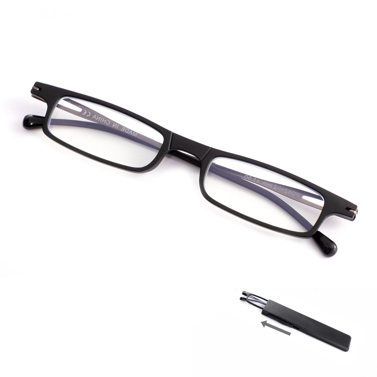 SKYWAY Ultra thin Folding Reading Glasses for Women Men Metal Lightweight Blue Light Blocking Foldable Compact Computer Glasses Black +1.5 — image 1