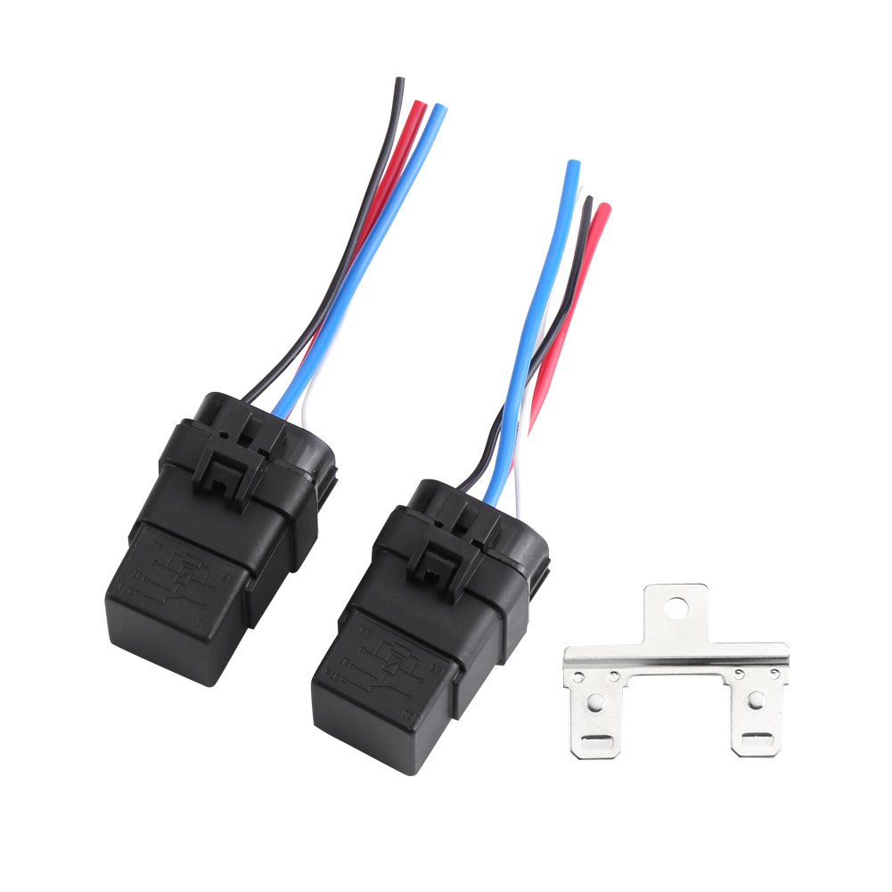 12V 40A Automotive Relay Socket Kit Waterproof 4 Pin Sealed with 4 Wires for Car Truck Vehicle Electrical Applications