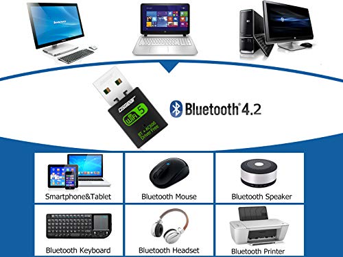 OSGEAR 600Mbps USB 2 in 1 WiFi Bluetooth Adapter Wireless Card Dual-Band 802.11a/b/g/n 2.4GHz 150Mbps 5.8 GHz 433Mbps Network Dongle Supports Win10 8 7 XP for PC Vista Mac