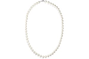 KEZEF Pearl Necklaces for Women - Simulated Faux Cream White Pearl Necklace 16" - 20" - Hand Knotted Strand - Pearl Sizes 8mm - 14mm - Pearl Choker Necklace - Jewelry Gifts for Girls and Men
