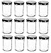North Mountain Supply 8 Ounce Glass Regular Mouth Tapered Mason Canning Jars - With Black Safety Button Lids - Case of 12