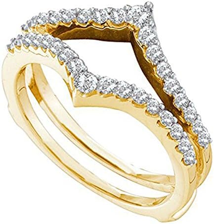 VBJewels Women's 14K Yellow Gold Toned Chevron Cubic Zirconia Ring Jacket Wedding Band 0.50Ct. 7.5