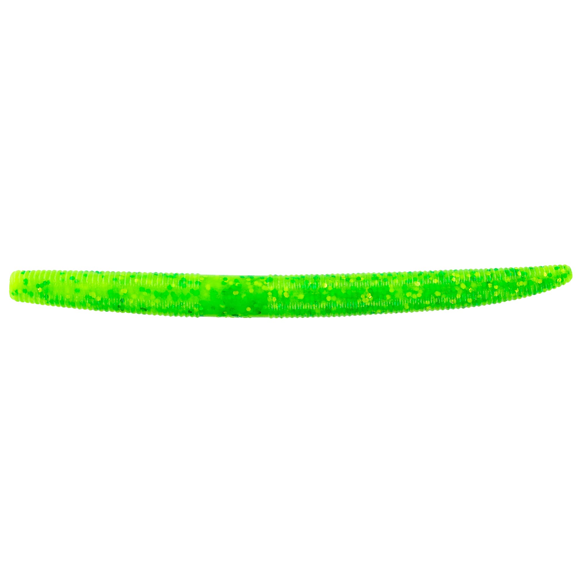 Yamamoto 5" Senko Soft Plastic Worm Bass Fishing Stick Bait Lures, 10 Pack, Chartreuse with Large Chartreuse & Large Green Flake