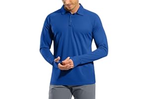 Pudolla Men's Long Sleeve Golf Polo Shirt UPF 50+ Lightweight Sun Protection Cool SPF Hiking Shirts for Men