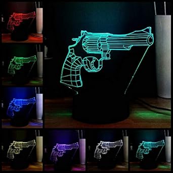Night Lights Boy Children Holiday Toys Gift Cool Props 3d Dazzle 7 Cambio De Color Pistola Pistola Usb Led Lampara De Mesa Amazon Es Iluminacion
