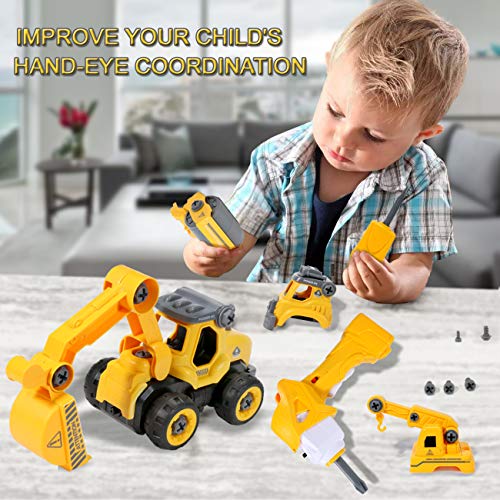 Take Apart Toys Remote Truck - TFS Assembly Toy Bulldozer Constructions Building Vehicles Play Set with Electric RC Screwdriver, Ideal Educational STEM Toy Toddlers Boys Girls Aged 3, 4, 5, 6