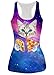 Leapparel Women's Nebula Space Pizza Cat Print Hipster Novelty Yoga Fitness Racerback Shirt Tank Top