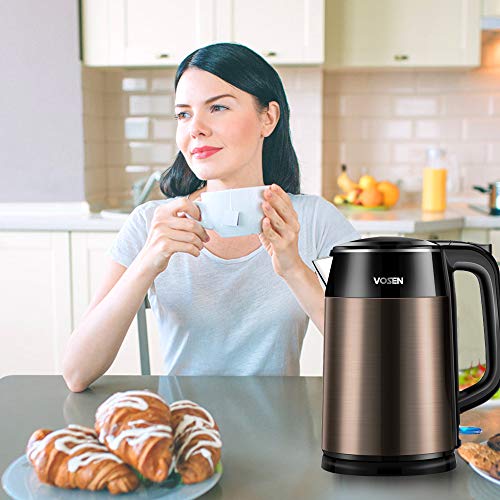 Electric Kettle VOSEN Electric Tea Kettle 1.7L Double Wall Stainless