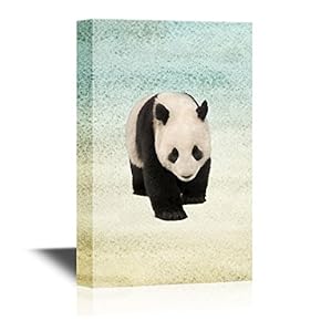 Canvas Wall Art - Cute Panda Walking on Abstract Background - Gallery Wrap Modern Home Art | Ready to Hang - 12x18 inches