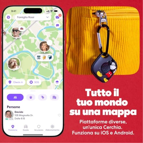 x Disney Tile - Starter Pack - Localizzatori, cerca oggetti e tracker Bluetooth per chiavi, portafogli e altro. Compatibile con iOS e Android. Trova telefono. Pacchetto da 2 - Mickey