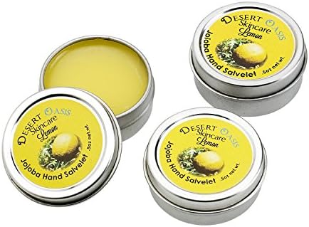 Travel Size Jojoba Oil Lemon Hand Salve, made from all natural, cold pressed and undeoderized jojoba oil and mildly scented with fresh Lemon Zest, .5 oz (14 gm), 3 pack