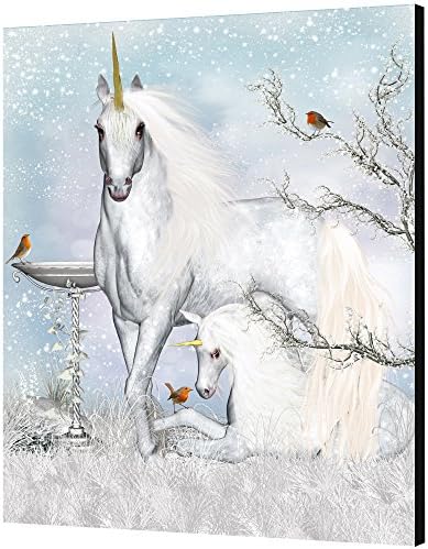 NAN Wind Unicorn Art Prints On Canvas Animal Painting Fantasy White Unicorn with Birds 20 x 24inch Canvas No Frame