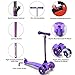 ChromeWheels Scooter for Kids, Deluxe 4 Adjustable Height 3 Wheels Glider with Kick Scooters, Lean to Steer with LED Flashing Light for Kids 3-6 Years Old Girls Boys Toddlers, Purple