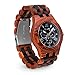 Emolly Wooden Watch for Men - Unique Conversation Piece Red Sandalwood & Ebony Black Big Face Chronograph in Wood Gift Box - Lightweight and Classy timepiece will Feel Better on Skin than Metal