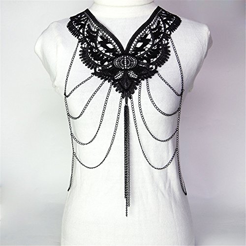 SIYWINA Body Chain Black Lace Fine Chain Body Chain Bikini Summer