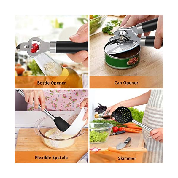 Kitchen Utensil Set 36Pcs Silicone Cooking Set, Kitchen Gadget Set with Heat Resistant Non-Slip Spoon, Turners, Tongs…