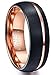 Nuncad Rose Gold Tungsten Carbide Wedding Band Ring Grooved Black Brushed Finish Comfort Fit Size 7 to 12