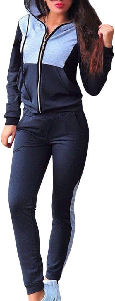 HOMEBABY WomenWomen's Tracksuit 2 Piece Sweatshirt + Long Pants Casual Splice Zipper Sportswear Suit Ladies Sport Sets Running Workout Gym Long Sleeve Tops Casual Pullover Jumper Outfit