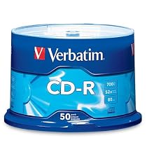 Verbatim 700MB 52x 80 Minute Branded Recordable Disc CD-R, 50-Disc Spindle 94691