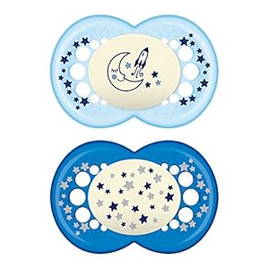 MAM Night Pacifiers , MAM Pacifiers 6+ Months, Best Pacifier for Breastfed Babies, Glow in the Dark Pacifier, Baby Boy…