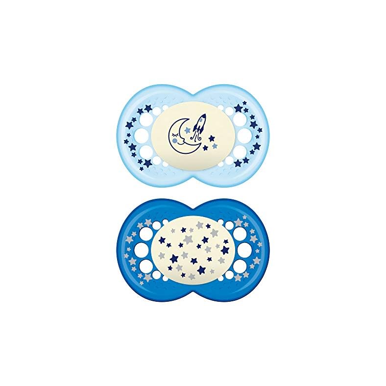 MAM Night Pacifiers , MAM Pacifiers 6+ Months, Best Pacifier for Breastfed Babies, Glow in the Dark Pacifier, Baby Boy…