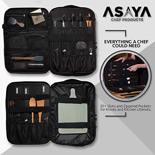 Asaya Chef Knife Backpack with 20 Pocket Knife Roll Bag Over 30