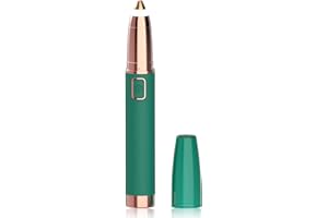 EVOLVIQUE Eyebrow Trimmer for Women - Electric Eye Brow Razor with LED Light Painless & Easy Clean for Eyebrows Face Nose Ear Hair Chin Lips Peach Fuzz Bikini Lines & Other Detailing - Battery Operated (Green)