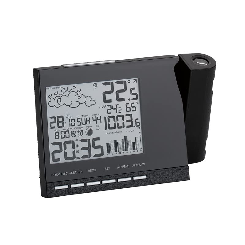 Mebus Radio Weather Station with Projection and Weather Forecast Black