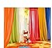 6 Piece Rainbow Sheer Window Panel Curtain Set Blow Out Pprice Special!!!! Lime, Orange, Red, White, Bright Yellow, Navy primary