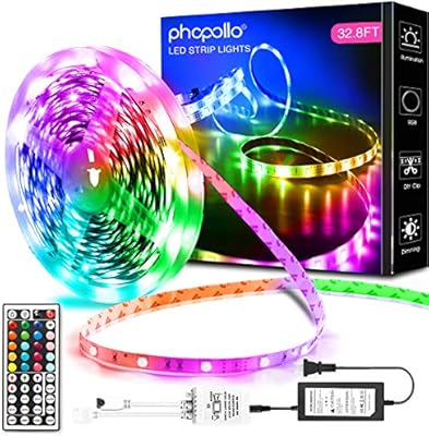 phopollo led lights 32 8ft long led strip lights for bedroom color changing luces led para decoracion habitacion rgb diy color option with power