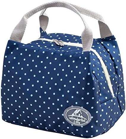 Insulated Lunch Bag,Thenlian Insulated Cold Canvas Stripe Picnic Carry Case Thermal Portable Lunch Bag Water-Resistant Leakproof Therma with Shoulder Strap for Men Women Kids
