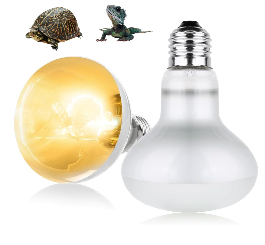 YANGUN 2 Pack Reptile Heat Lamp 100W, E27 Heat Bulb for Reptiles, Daylight Basking Spot Bulb, Tortoise Heat Lamp Bulbs, Reptile Heating Bulbs for Tortoise, Amphibian, Chicks, Puppies,Lizard,Snakes (B)